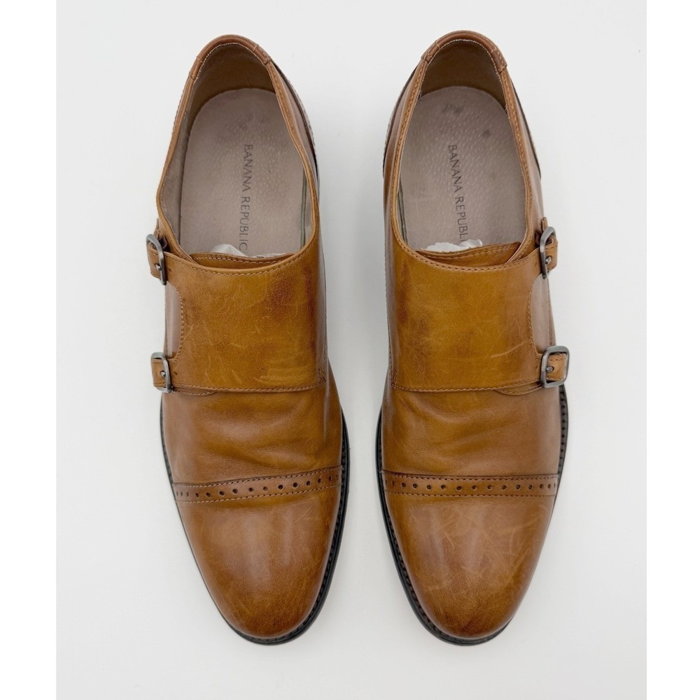 Banana Republic Mens Brown Cap Toe Double Monk-Strap Leather Dress Shoes Size 9M - Picture 3 of 8